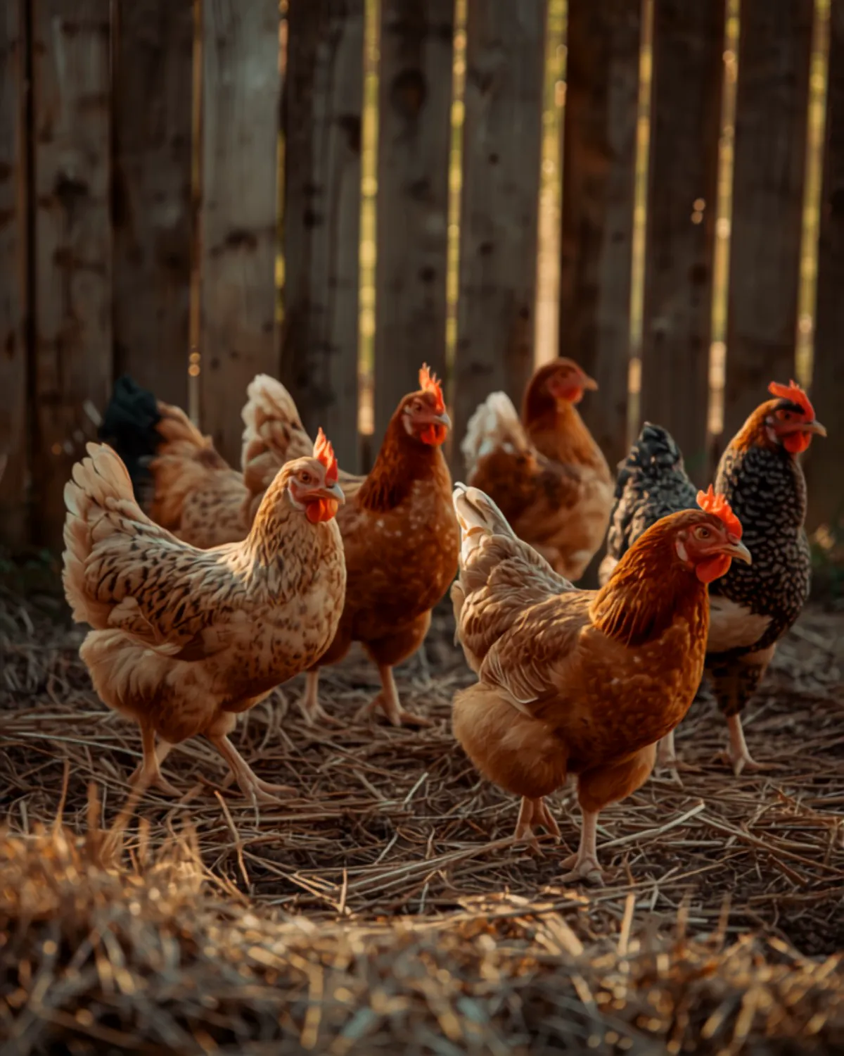 Gallinas ponedoras en un gallinero al aire libre